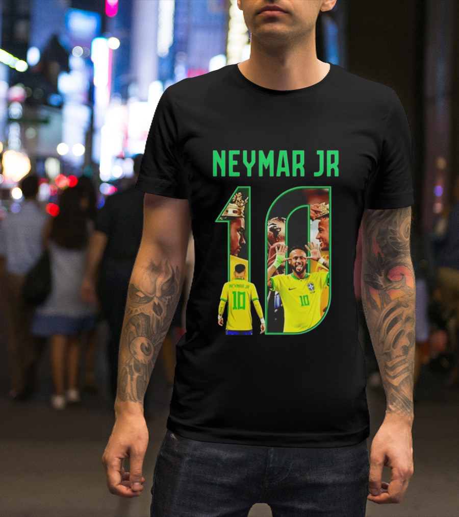Neymar Jr 10 Brazil Soccer Iconic Celebration Images T-Shirt