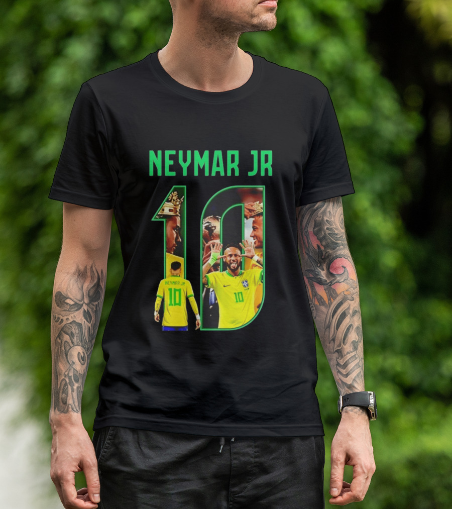 Neymar Jr 10 Brazil Soccer Iconic Celebration Images T-Shirt