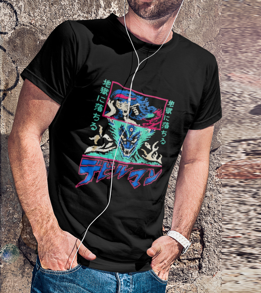 Devilman Go Nagai Pixel Art Retro Japanese T-Shirt