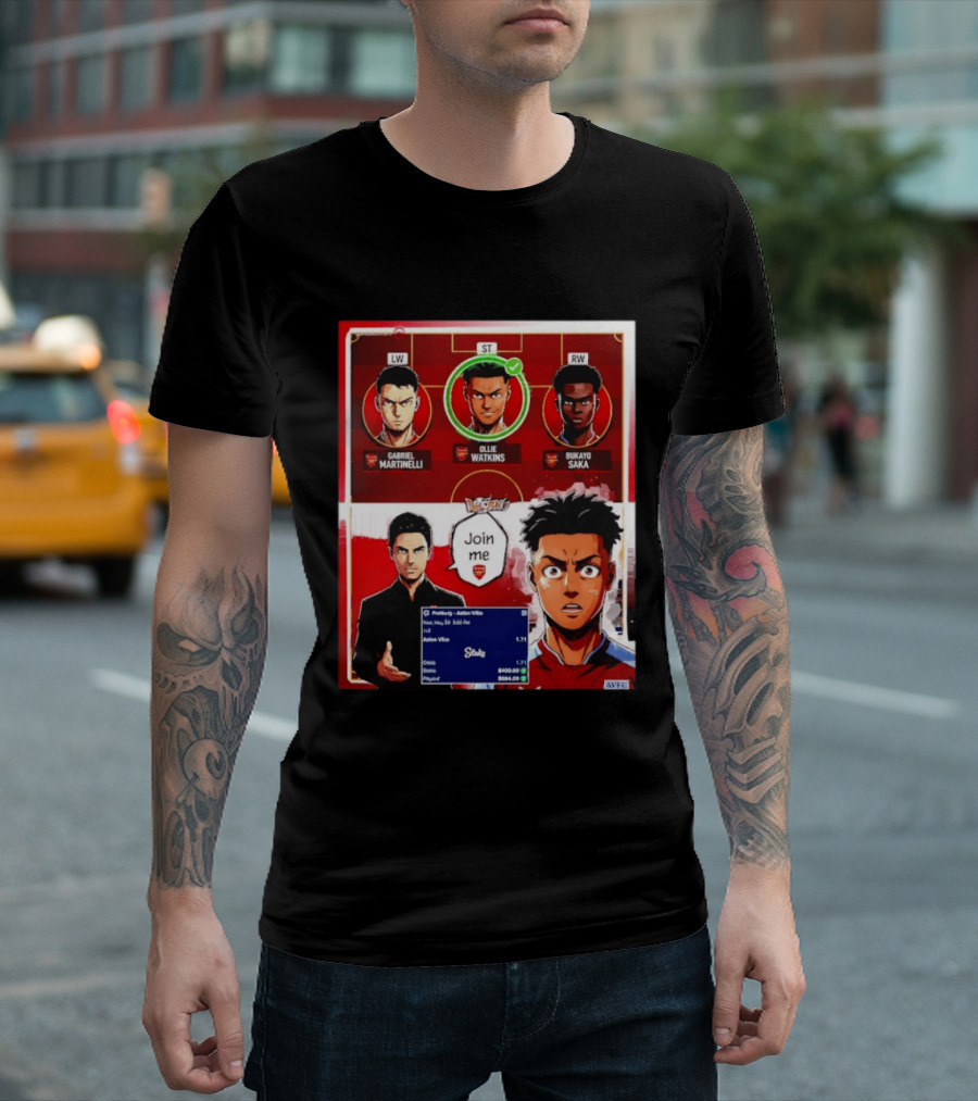 Gabriel Martinelli Ollie Watkins Bukayo Saka Join Me Arsenal Team Anime T-Shirt