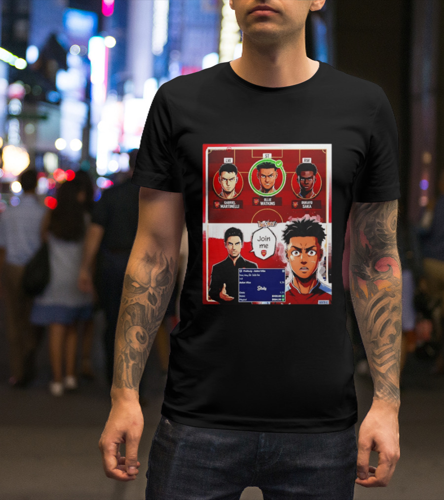 Gabriel Martinelli Ollie Watkins Bukayo Saka Join Me Arsenal Team Anime T-Shirt