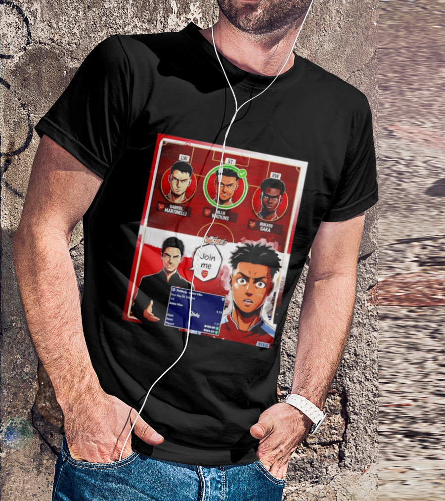 Gabriel Martinelli Ollie Watkins Bukayo Saka Join Me Arsenal Team Anime T-Shirt