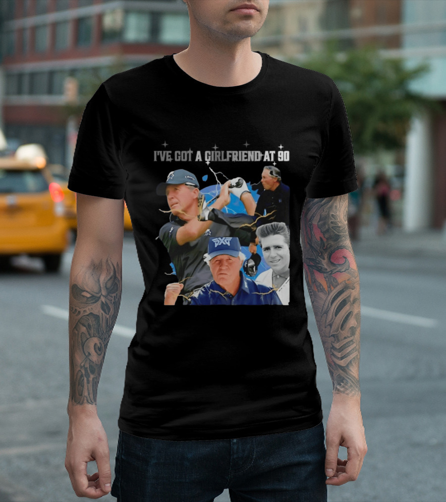 Gary Player I've Got A Girlfriend At 90 Golf Legend Photomontage T-Shirt
