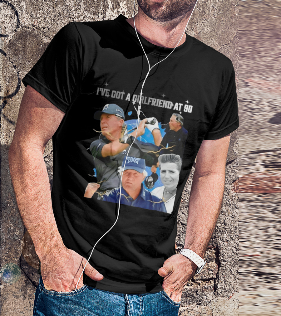Gary Player I've Got A Girlfriend At 90 Golf Legend Photomontage T-Shirt