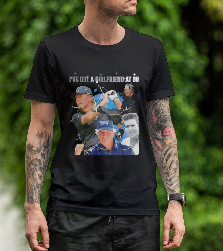 Gary Player I've Got A Girlfriend At 90 Golf Legend Photomontage T-Shirt