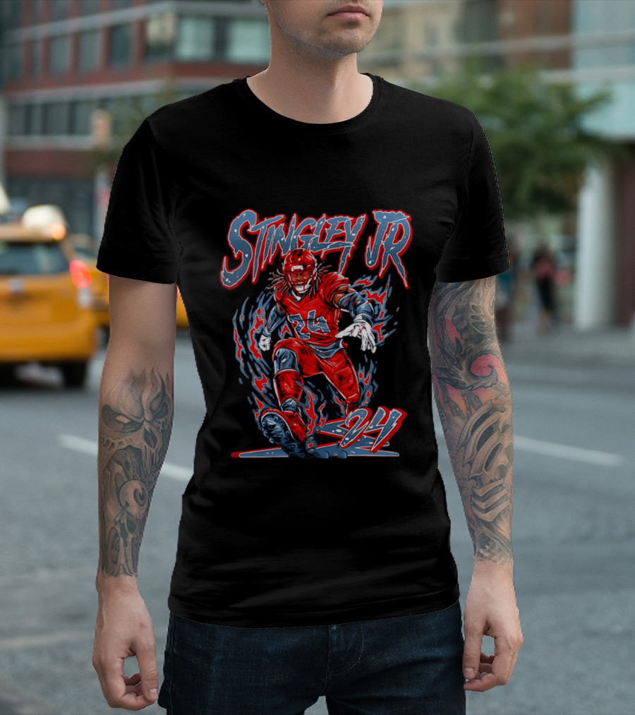 Houston Texans Stingley JR 24 Hand Drawn NFL Football T-Shirt