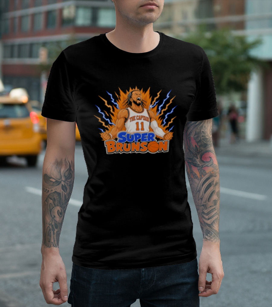 Super Brunson The Captain Jalen Brunson Dragon Ball Crossover Powered Up T-Shirt