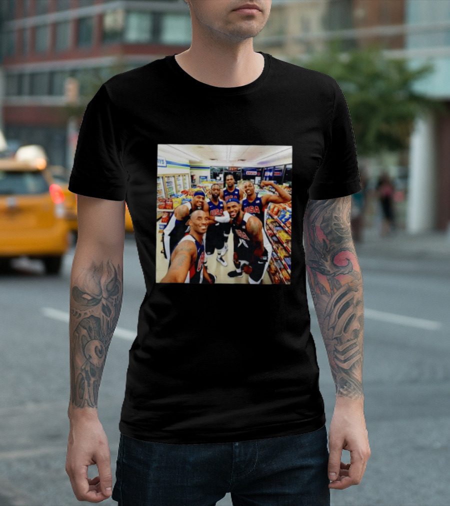 USA Legend Basketball Kobe Bryant LeBron James Dwight Howard Selfie Meme 7 Eleven USA Jersey Team Players T-Shirt