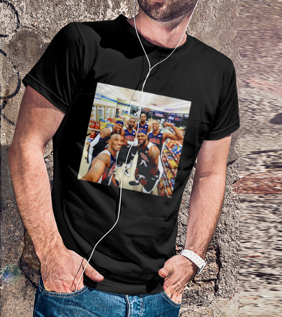 USA Legend Basketball Kobe Bryant LeBron James Dwight Howard Selfie Meme 7 Eleven USA Jersey Team Players T-Shirt