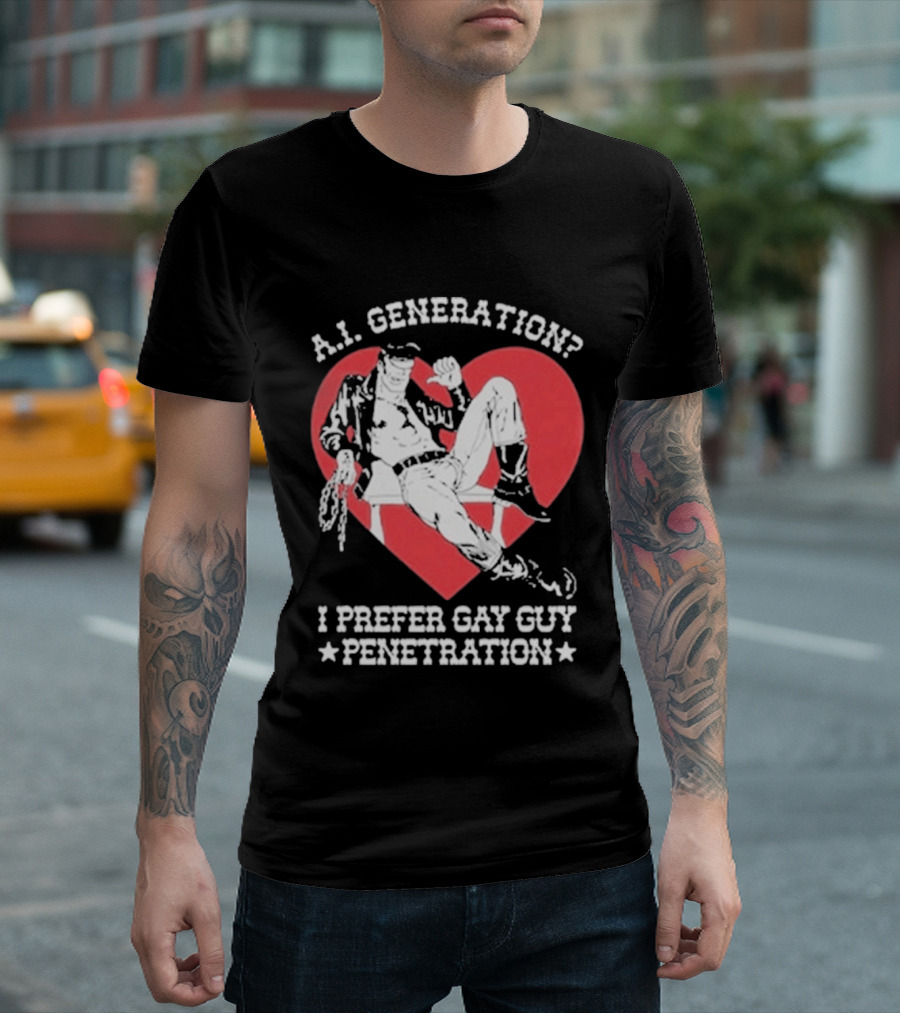 A.I. Generation I Prefer Gay Guy Penetration Heart T-Shirt