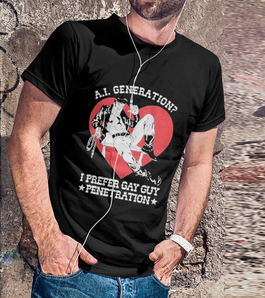 A.I. Generation I Prefer Gay Guy Penetration Heart T-Shirt