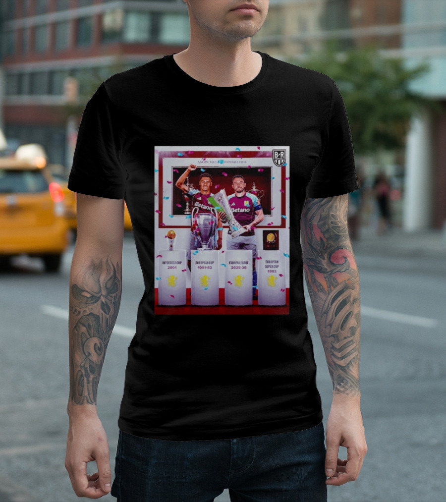 Aston Villa Football Club Europa League 2025 26 European Cup Winners T-Shirt