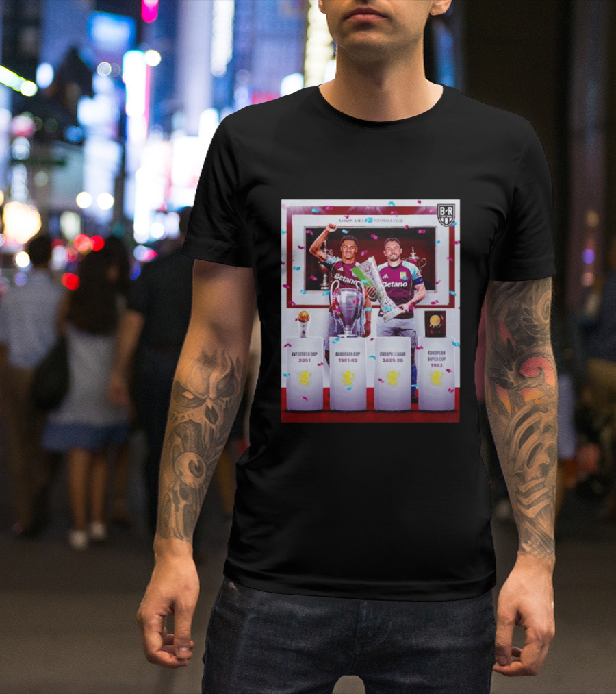 Aston Villa Football Club Europa League 2025 26 European Cup Winners T-Shirt