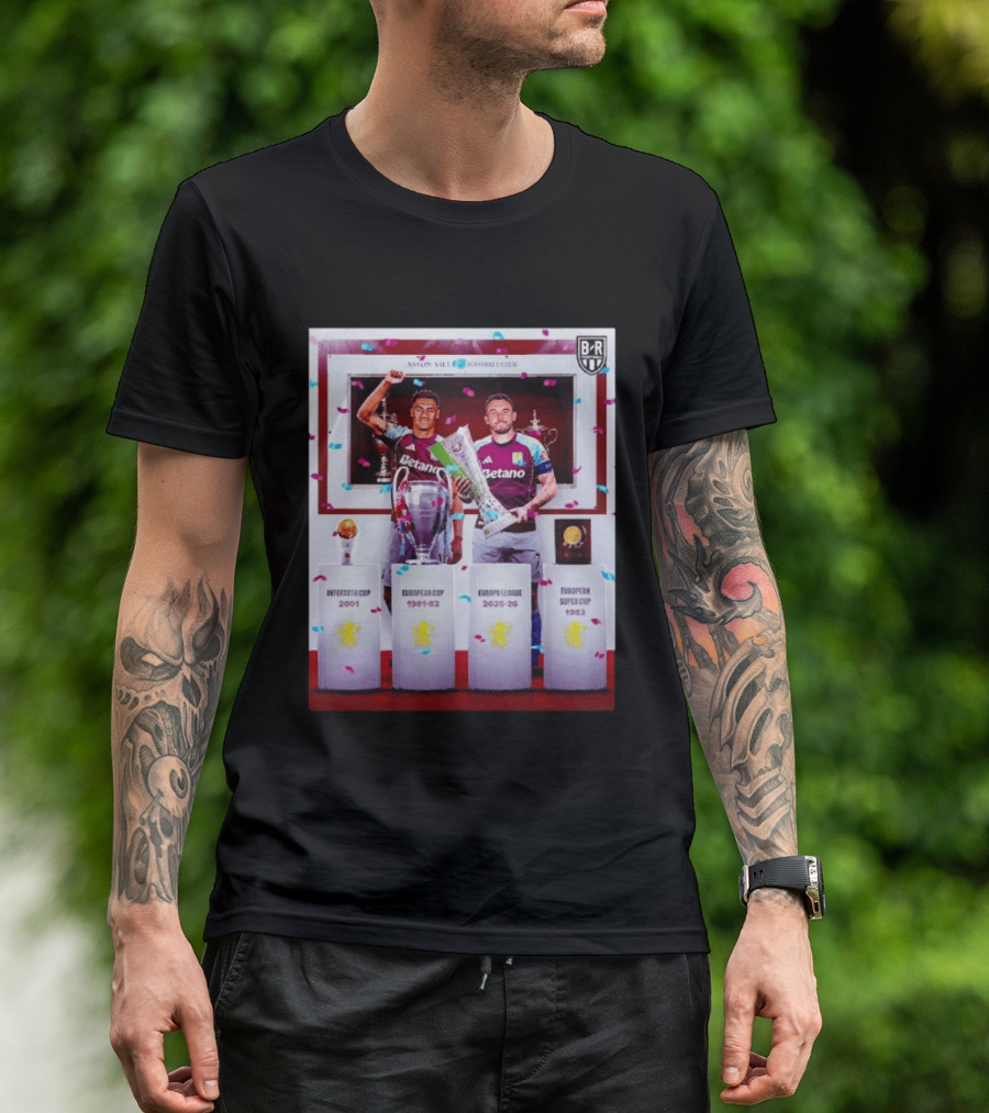 Aston Villa Football Club Europa League 2025 26 European Cup Winners T-Shirt