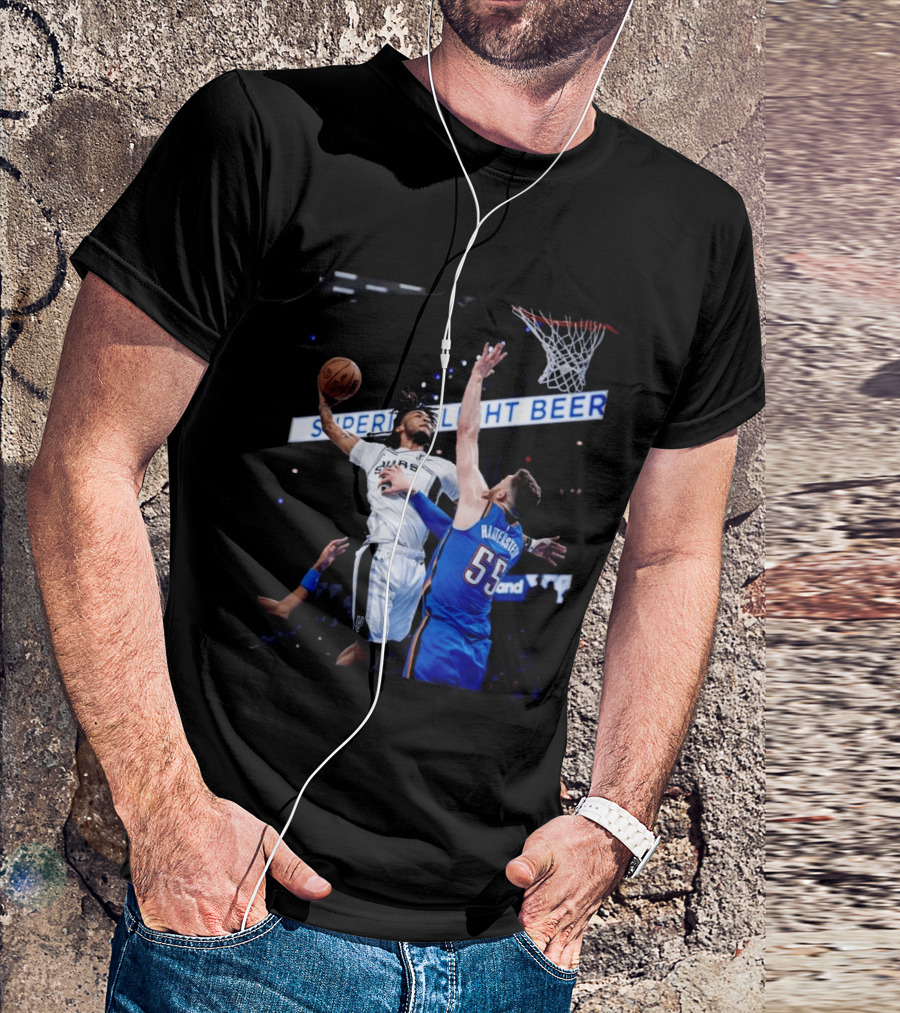Spurs Dunk Over Hartenstein NBA Basketball Action T-Shirt
