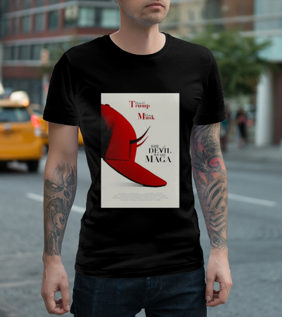 Donald Trump Elon Musk The Devil Wears MAGA Hat With Horns T-Shirt