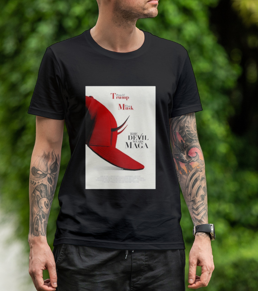 Donald Trump Elon Musk The Devil Wears MAGA Hat With Horns T-Shirt