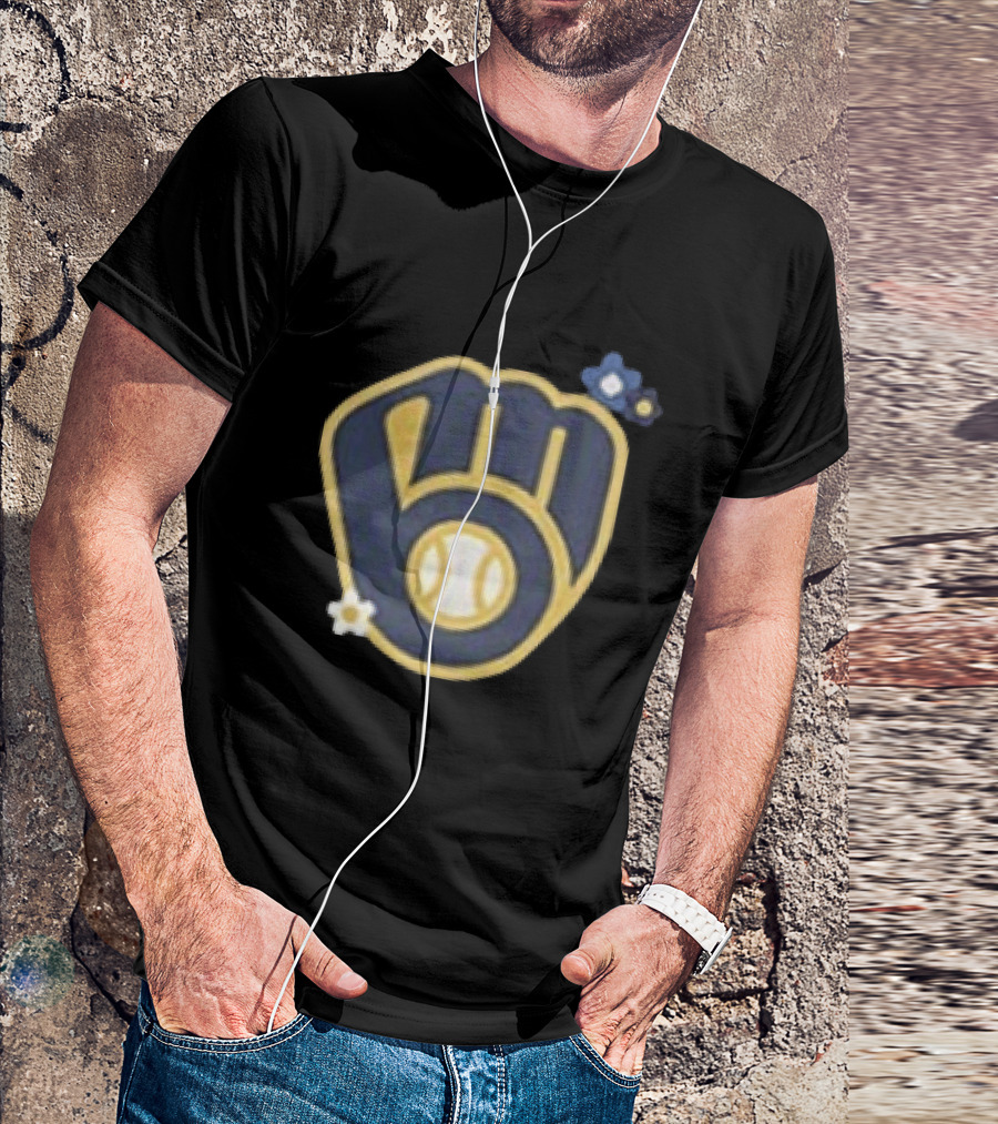 Milwaukee Brewers Flowers MLB 2026 Two Sided Baseball T-Shirt