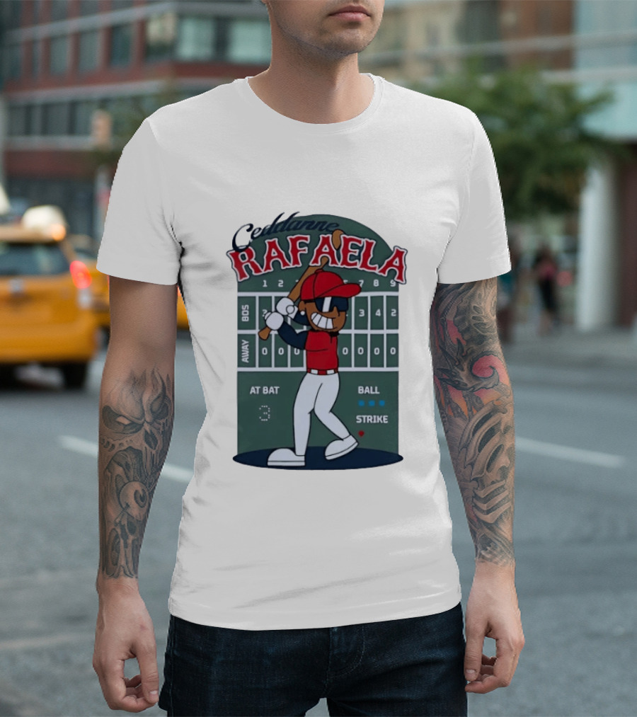 Ceddanne Rafaela Boston Red Sox MLB At Bat Scoreboard T-Shirt