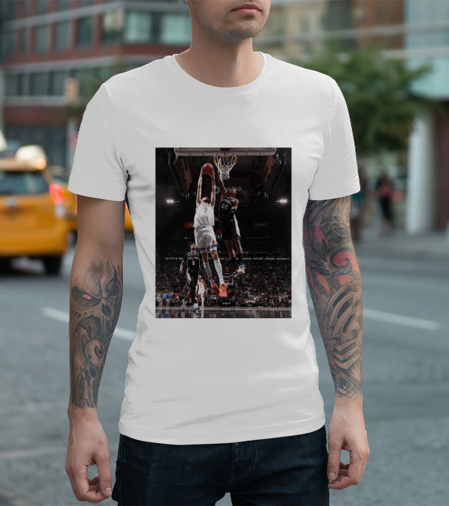 Spurs Devin Vassell Blocks Thunder Chet Holmgren NBA Basketball Moment T-Shirt