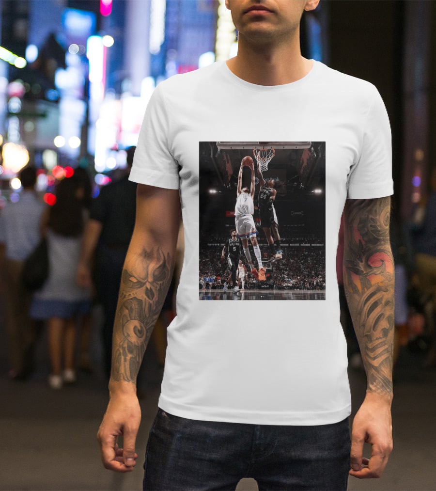 Spurs Devin Vassell Blocks Thunder Chet Holmgren NBA Basketball Moment T-Shirt