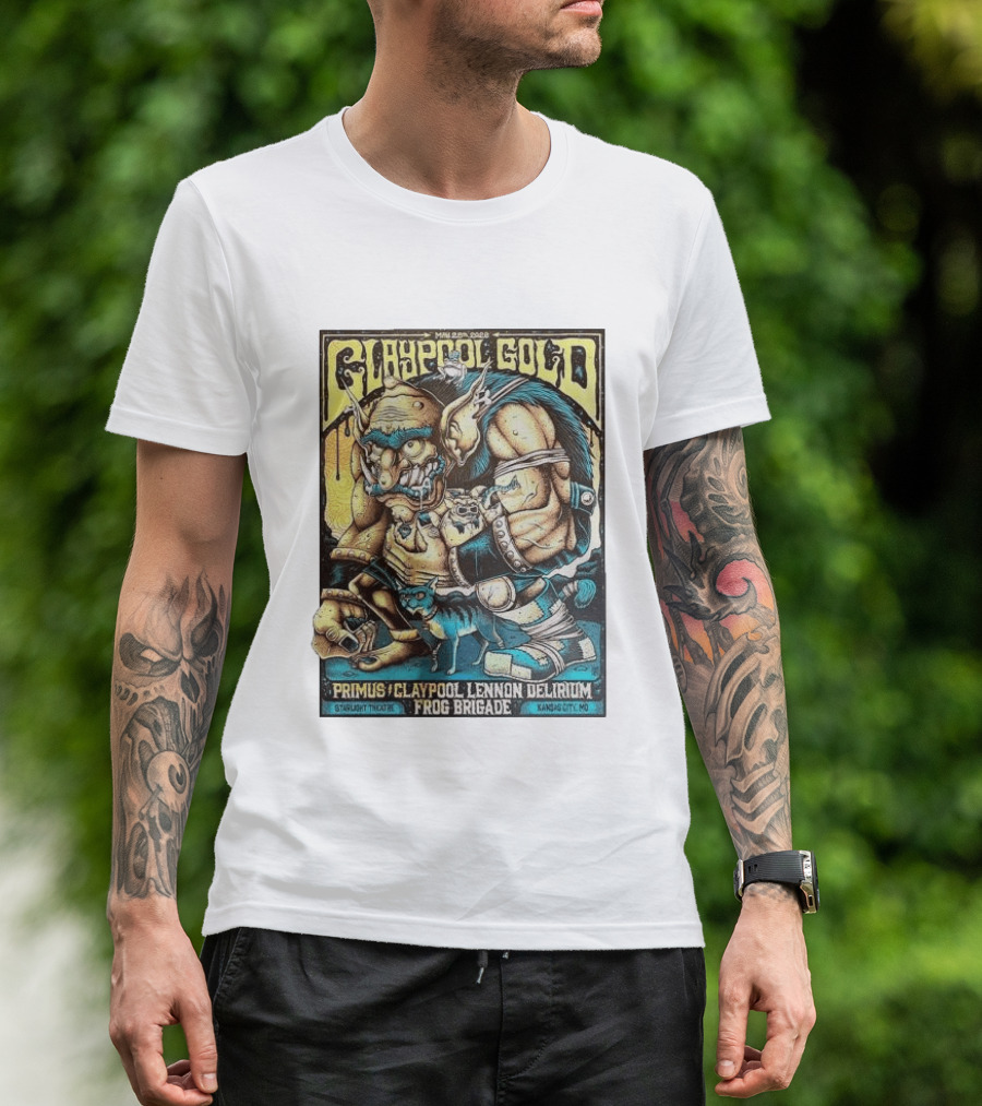 May 28 2026 Claypool Gold Primus Claypool Lennon Delirium Frog Brigade Starlight Theatre Kansas City MO T-Shirt