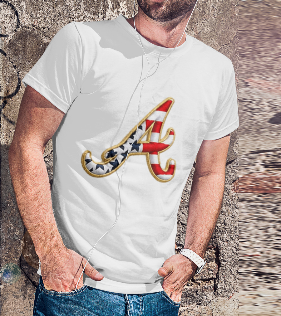 America 250th Anniversary Braves Hat Patriotic Letter A Stars And Stripes T-Shirt