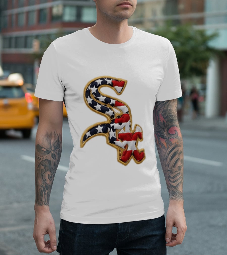 America 250th Anniversary White Sox Hat Patriotic Stars And Stripes T-Shirt