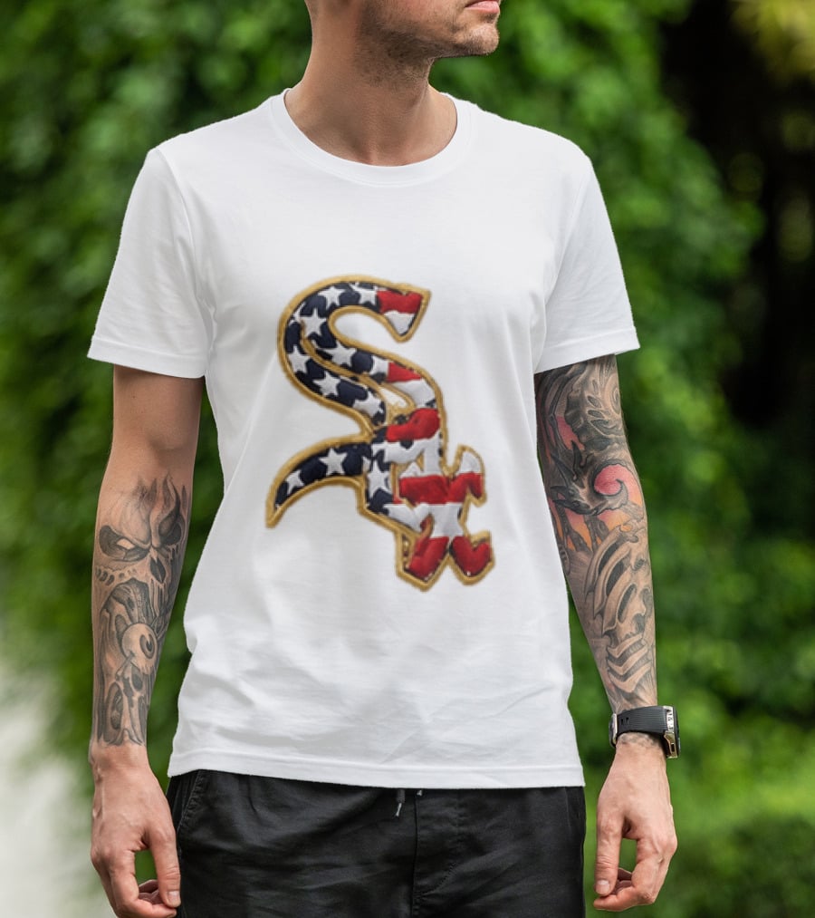 America 250th Anniversary White Sox Hat Patriotic Stars And Stripes T-Shirt