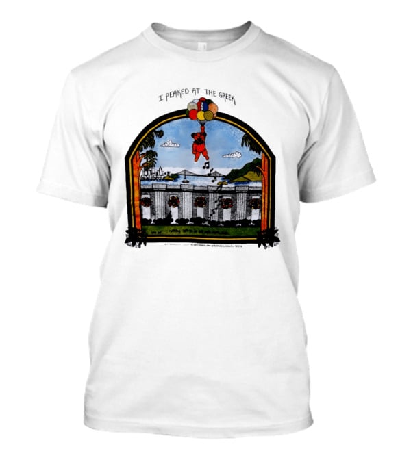 I Peaked At The Greek Grateful Dead 1985 Bear Balloons Musical Notes T-Shirt