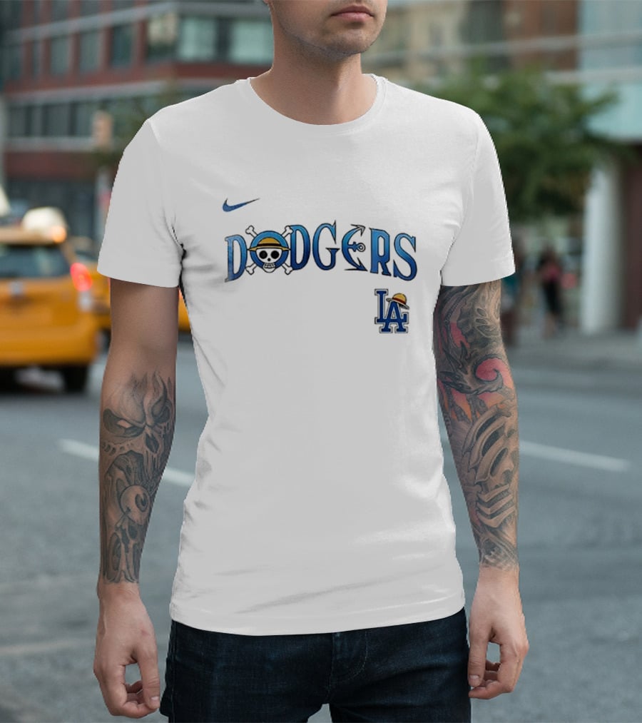 Nike Los Angeles Dodgers One Piece Luffy Crossover Collaboration T-Shirt