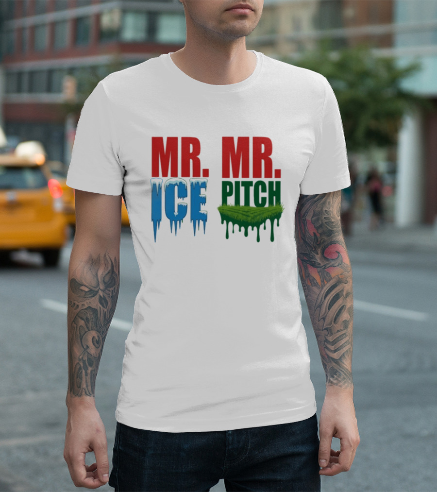 MR ICE MR PITCH Frosty Letters Green Grass Drips T-Shirt