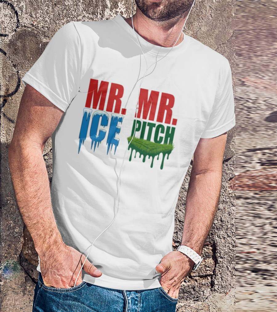 MR ICE MR PITCH Frosty Letters Green Grass Drips T-Shirt