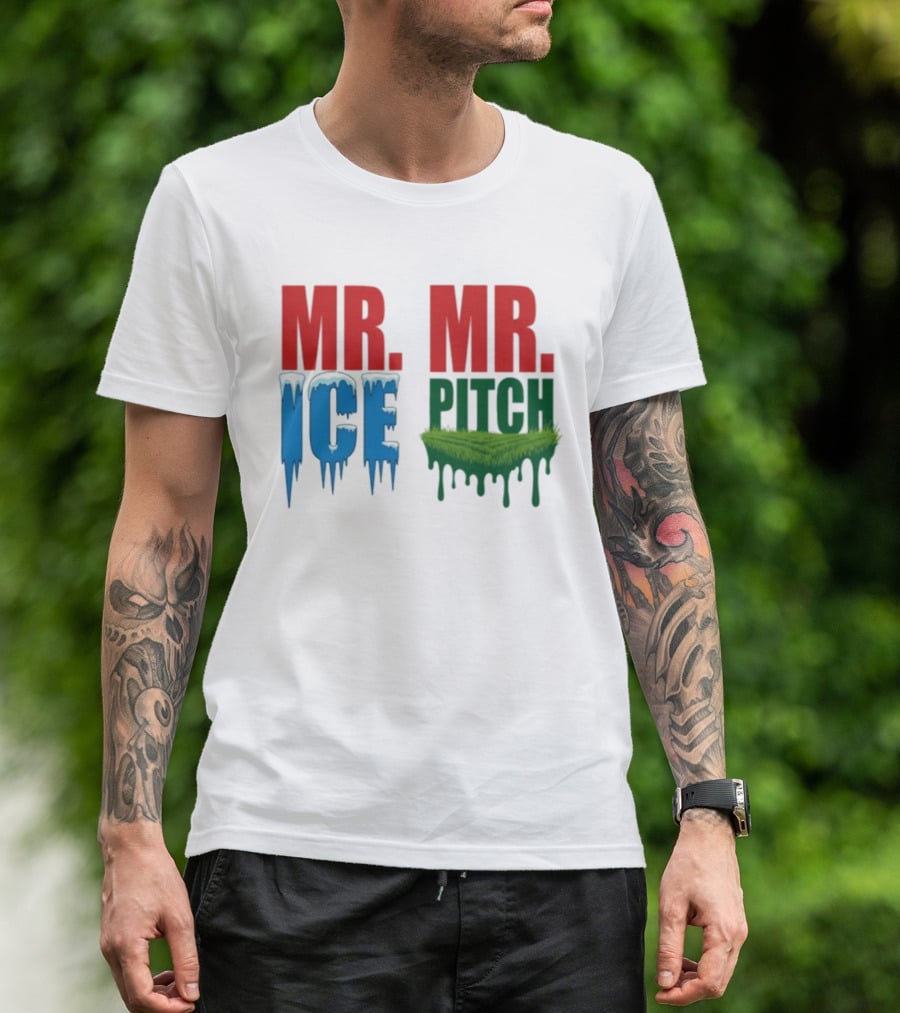 MR ICE MR PITCH Frosty Letters Green Grass Drips T-Shirt