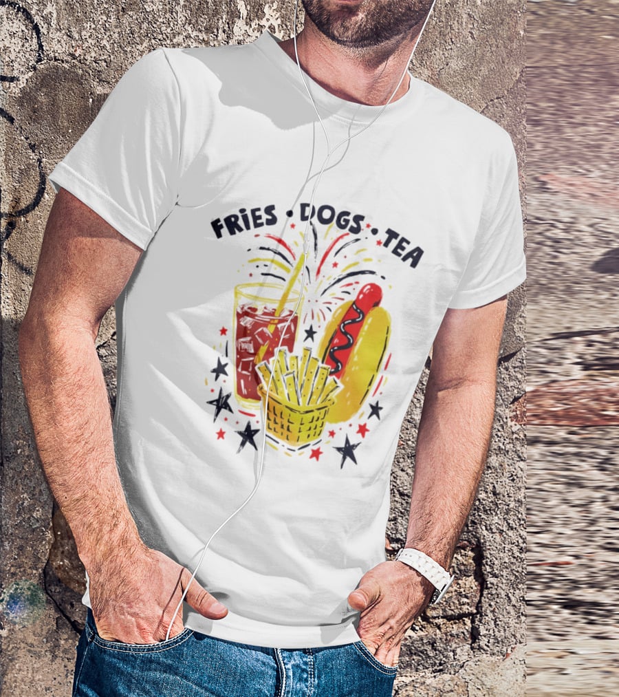 Fourth Of July Fries Dogs Tea Fireworks 250th Anniversary Celebration America T-Shirt
