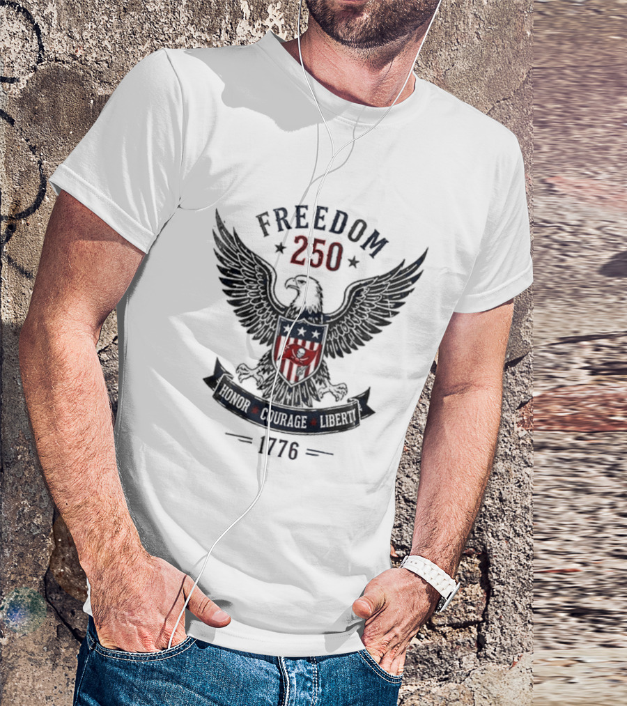 Tampa Bay Buccaneers X Freedom 250 Honor Courage Liberty United We Stand Eagle 1776 T-Shirt