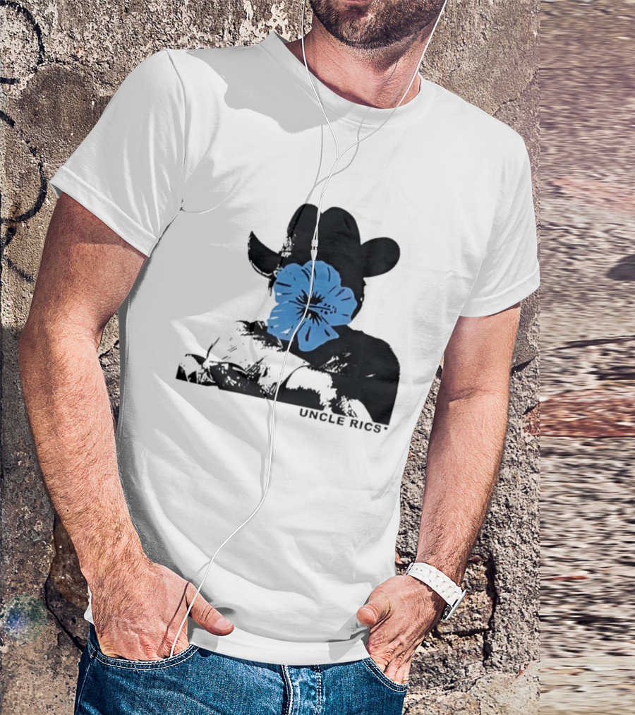 Andy Warhol Uncle Rics Blue Flower Cowboy Hat T-Shirt