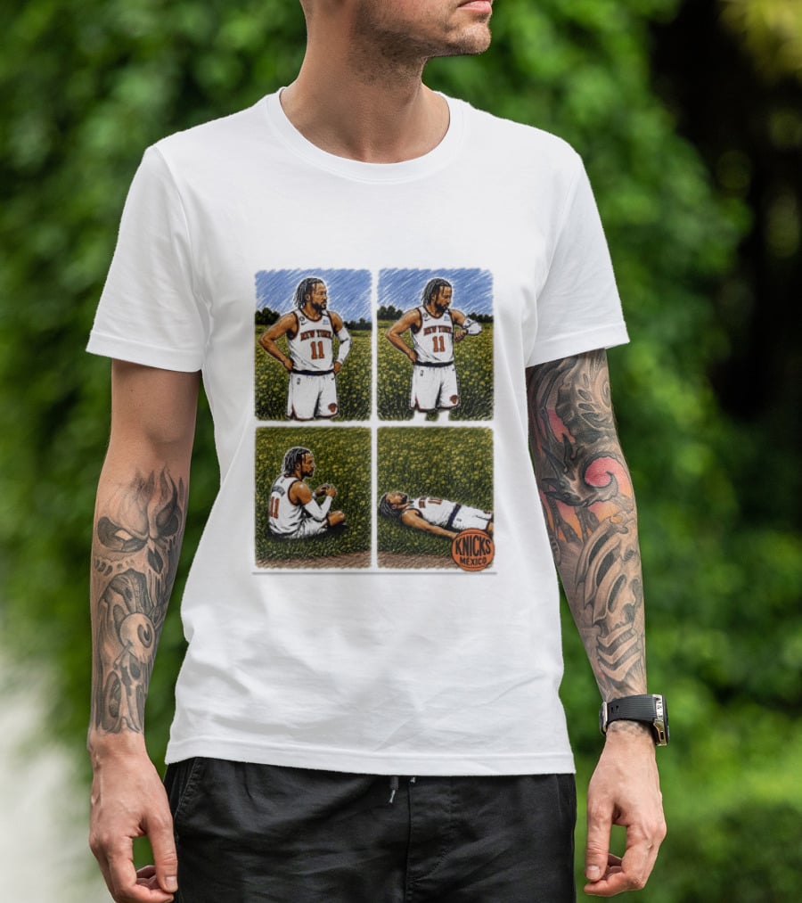 New York Knicks Jalen Brunson Whorled Tickseed Comic Knicks Mexico T-Shirt
