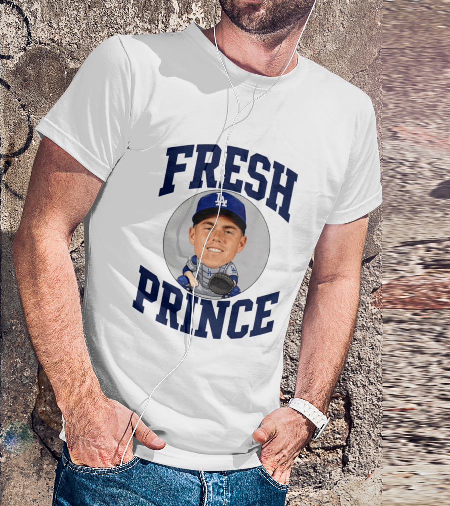 Fresh Prince Los Angeles Dodgers Baseball Player Caricature T-Shirt
