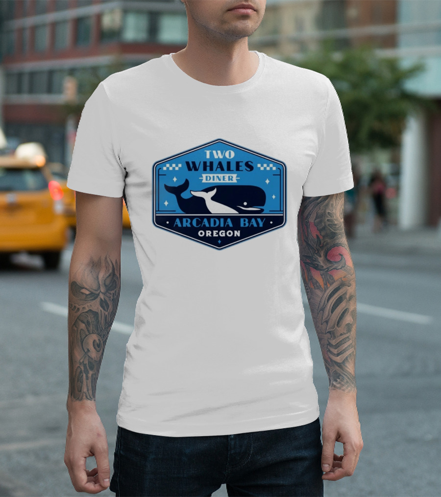 Two Whales Diner Arcadia Bay Oregon Crest T-Shirt
