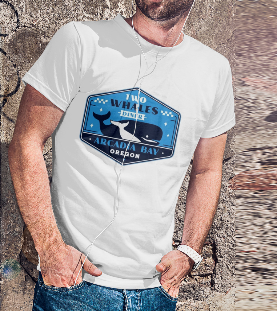 Two Whales Diner Arcadia Bay Oregon Crest T-Shirt