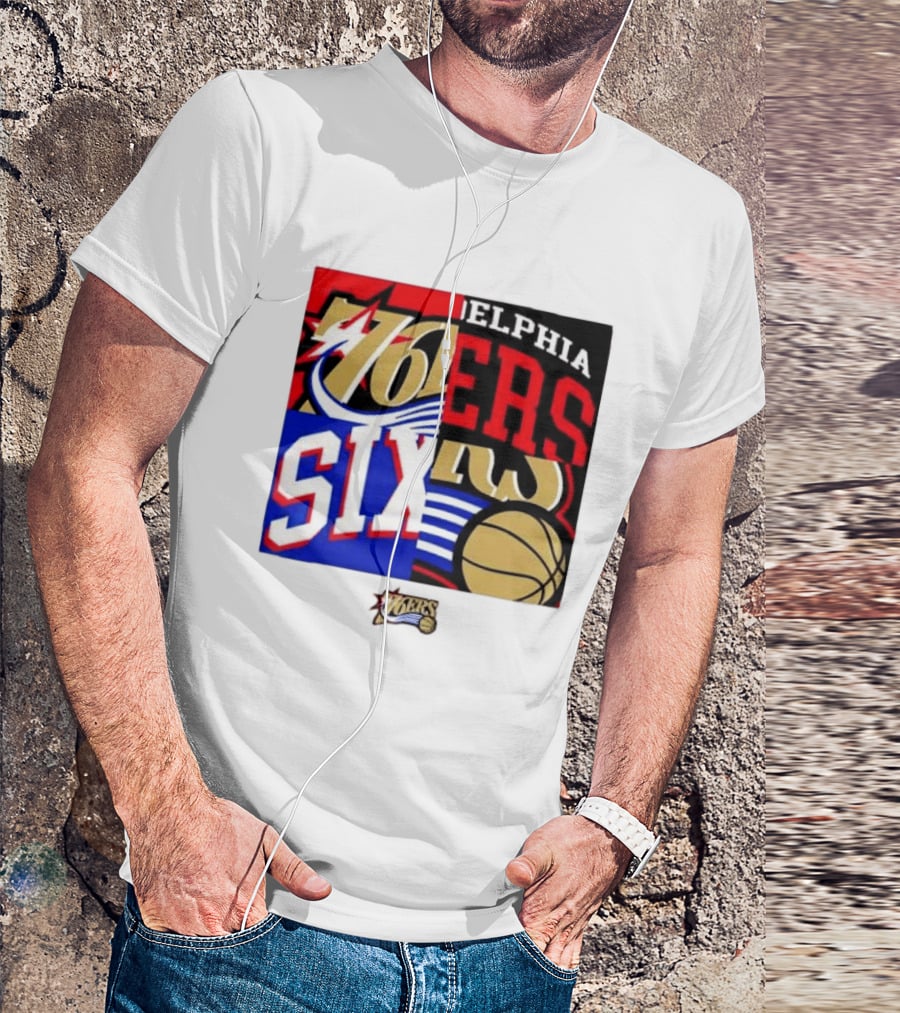 Philadelphia 76ers Vintage Block Logo Compilation NBA Basketball Fan Merch T-Shirt