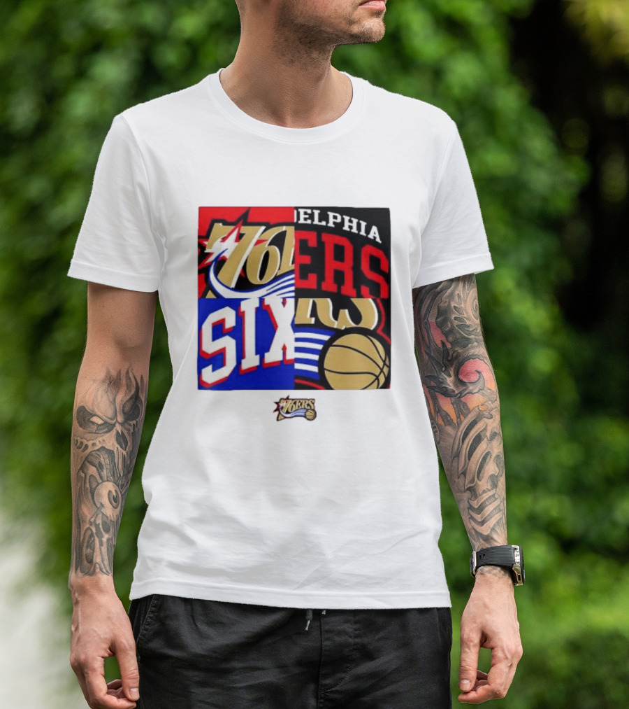 Philadelphia 76ers Vintage Block Logo Compilation NBA Basketball Fan Merch T-Shirt