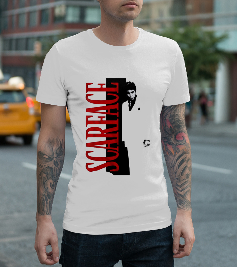 Tony Montana Scarface Movie Iconic Red Black T-Shirt