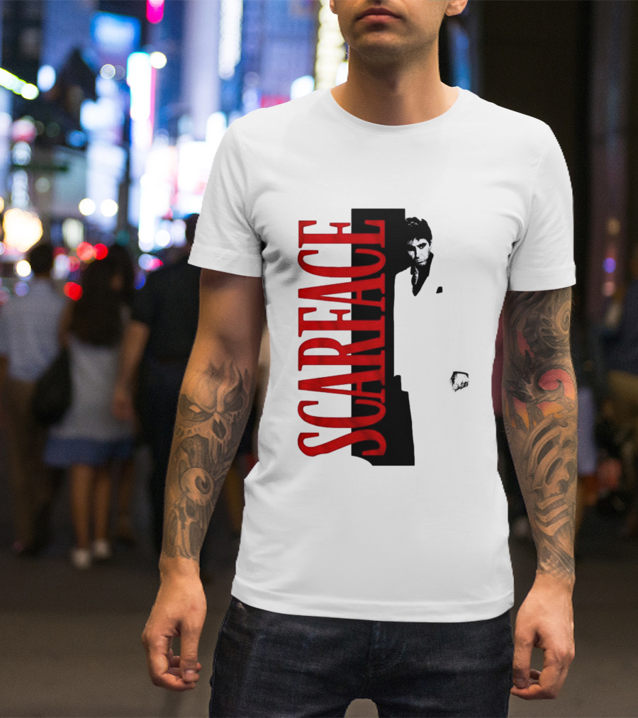 Tony Montana Scarface Movie Iconic Red Black T-Shirt