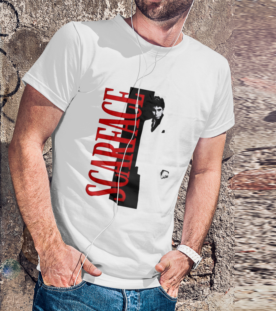 Tony Montana Scarface Movie Iconic Red Black T-Shirt