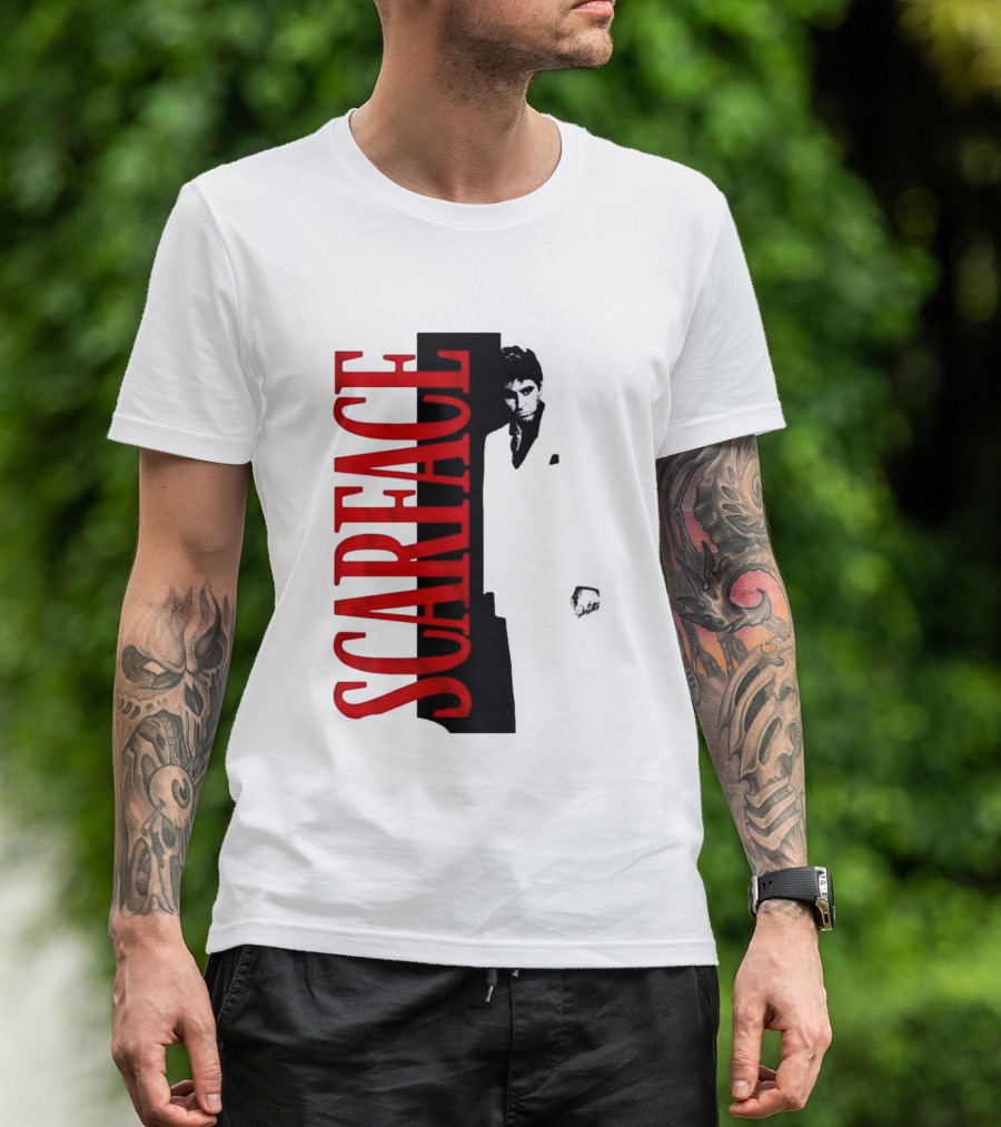 Tony Montana Scarface Movie Iconic Red Black T-Shirt