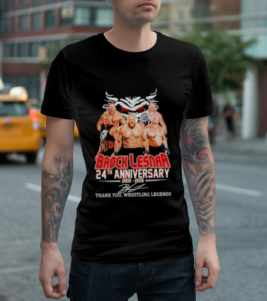 Brock Lesnar 24th Anniversary 2002 2026 Thank You Wrestling Legends T-Shirt