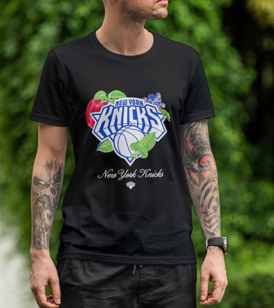 New York Knicks Lifestyle Capsule Floral Fruit Apple Basketball T-Shirt
