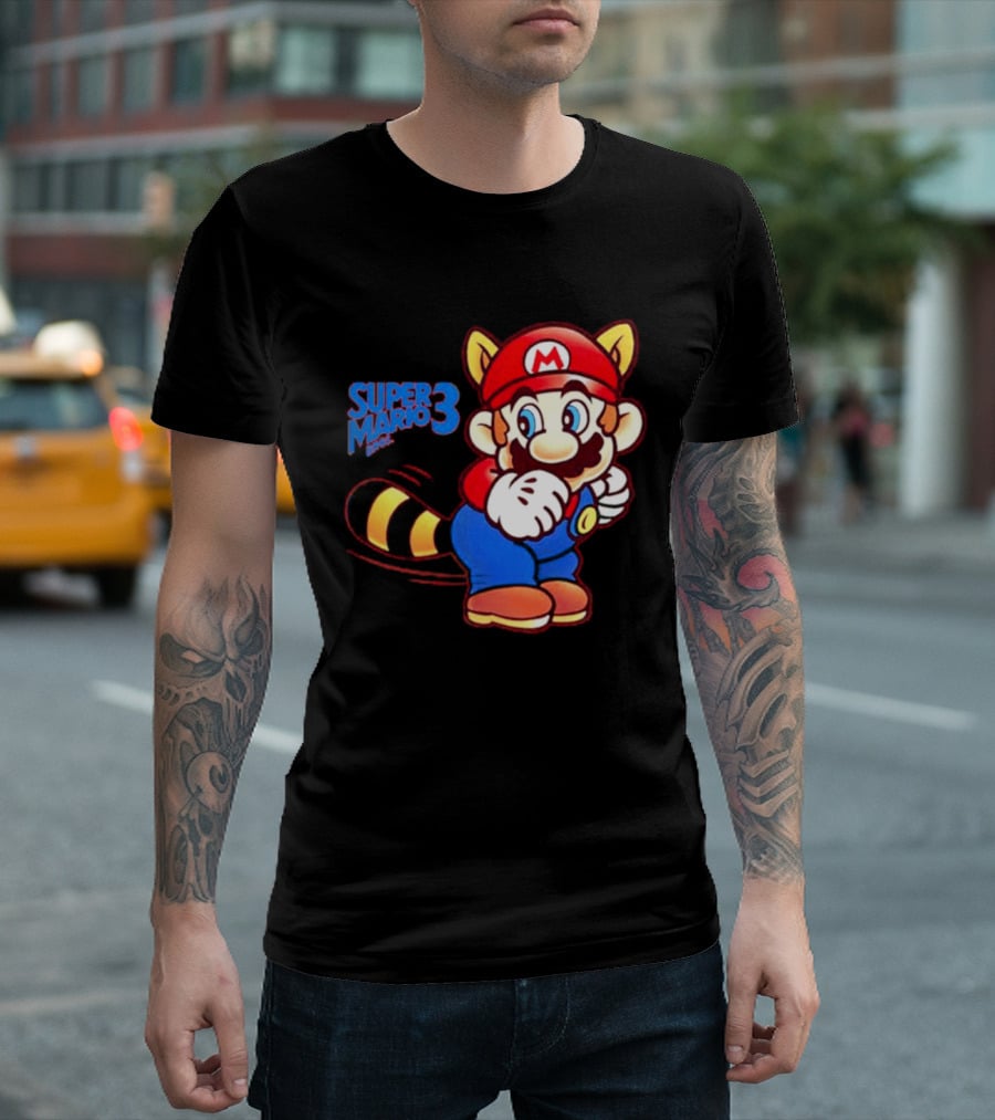 Super Mario Bros 3 Raccoon Mario Tail Whip Retro Game Nostalgia T-Shirt